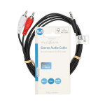 Nedis Stereo lydkabel | 3.5 mm Han | 2x RCA Han | Nikkel belagt | 1.50 m | Rund | Sort | Label