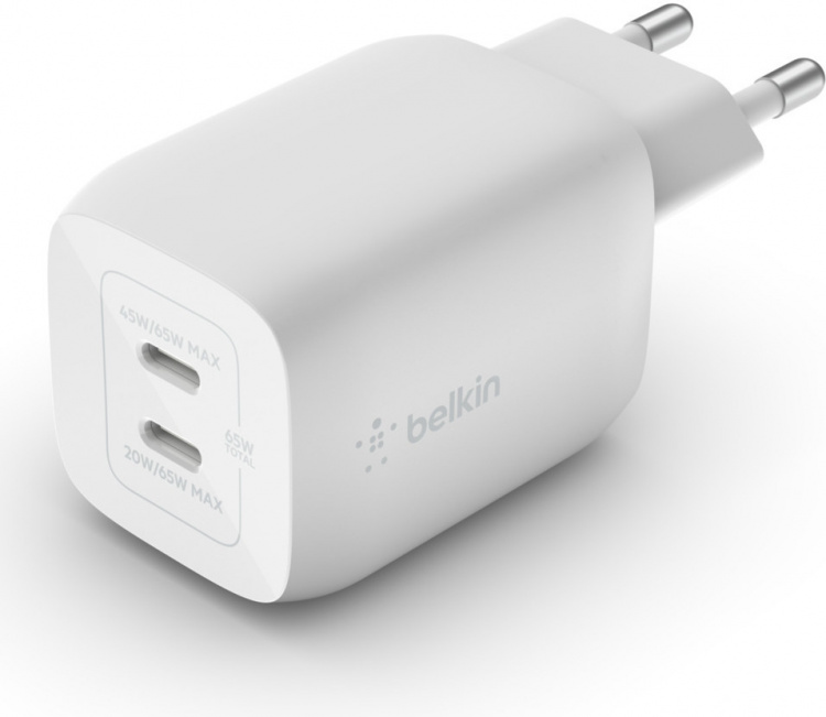 Belkin BoostCharge Pro USB-C GaN 65 W PD 3.0-lader med to porter Belkin BoostCharge Pro USB-C GaN 65 W PD 3.0-lader med to porter