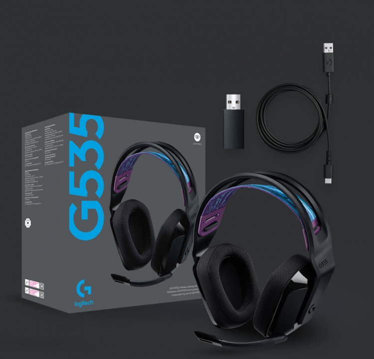 Logitech G535 LIGHTSPEED trådløst gaming-hodesett, svart