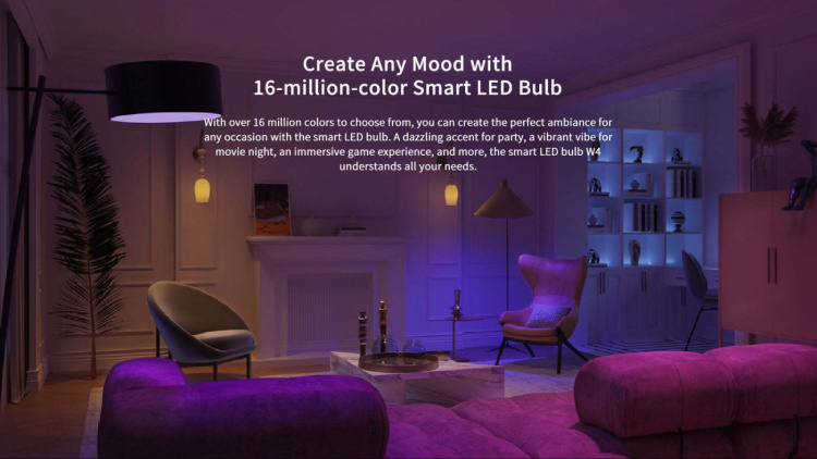 Yeelight LED Smart Bulb W4 Lite Flerfarget smartpære, E27, 4-pakning