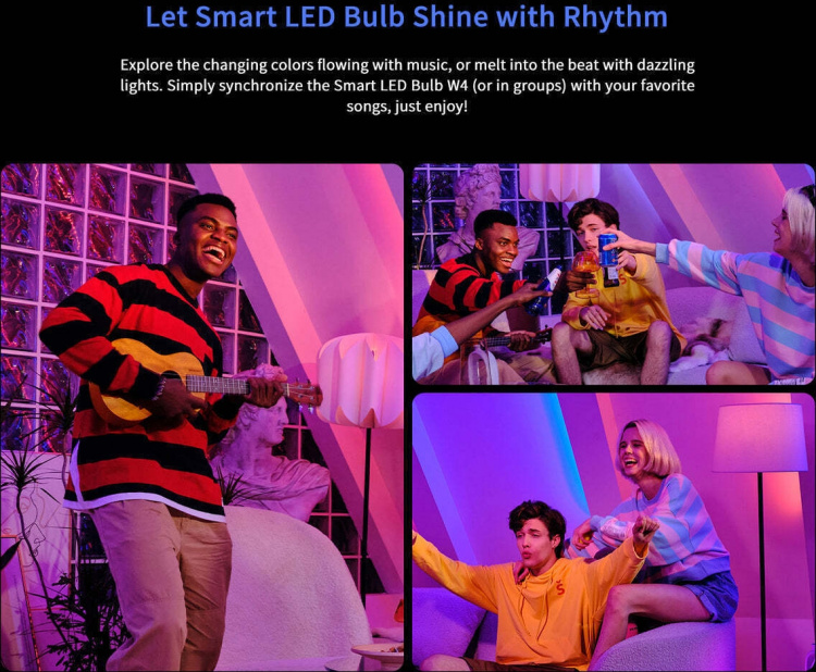 Yeelight LED Smart Bulb W4 Lite Flerfarget smartpære, E27, 4-pakning