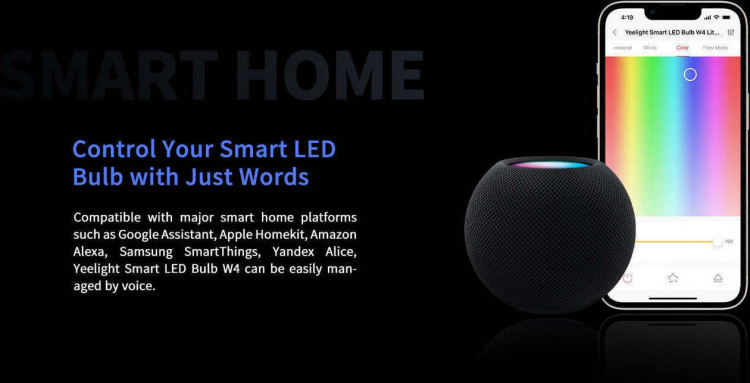 Yeelight LED Smart Bulb W4 Lite Flerfarget smartpære, E27, 4-pakning