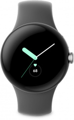 Google Pixel Watch WiFi-smartklokke, polert sølv/karbon