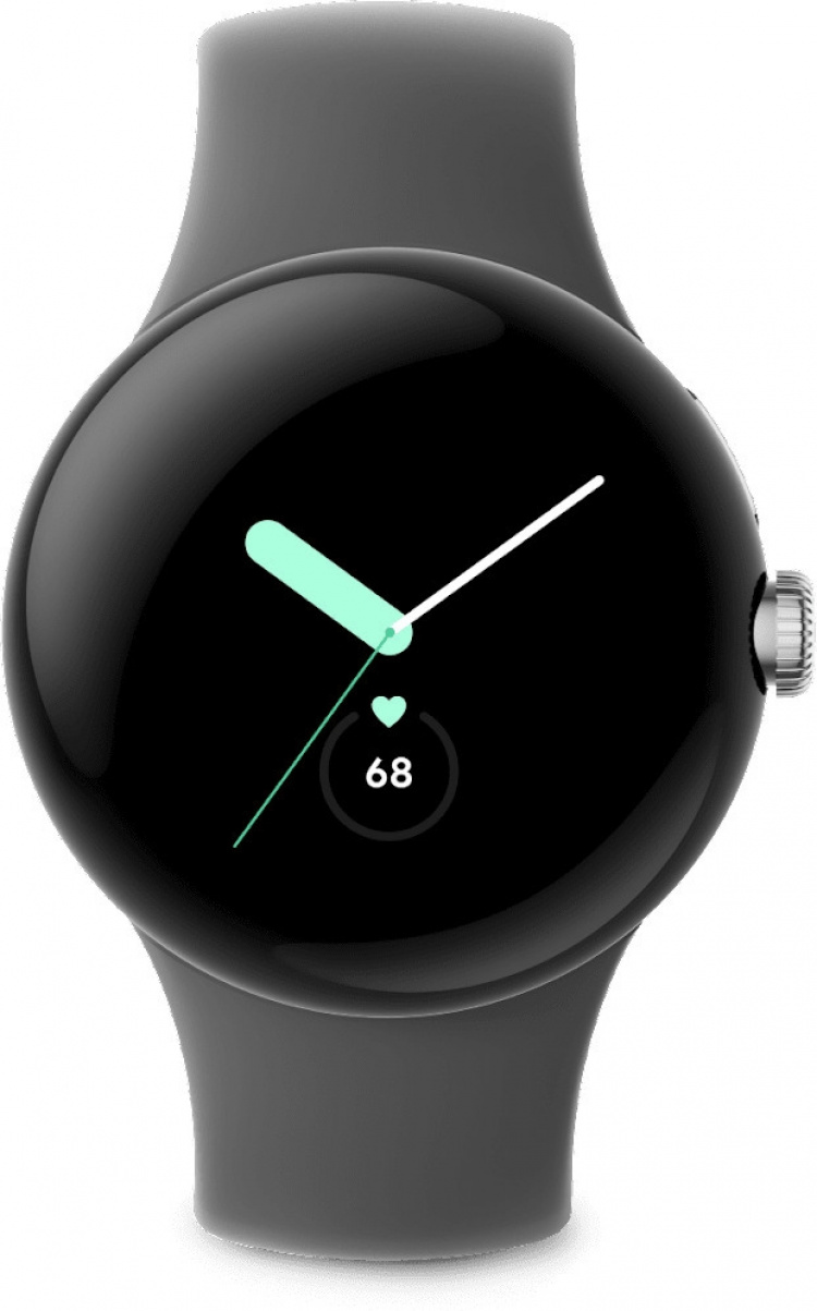 Google Pixel Watch WiFi-smartklokke, polert sølv/karbon