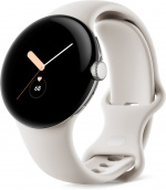 Google Pixel Watch WiFi-smartklokke, polert sølv/kalk