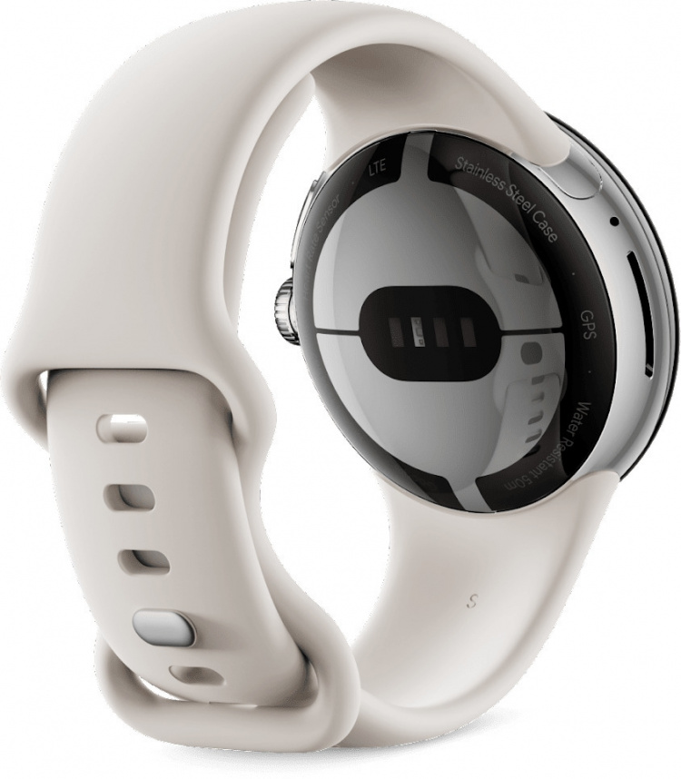 Google Pixel Watch WiFi-smartklokke, polert sølv/kalk