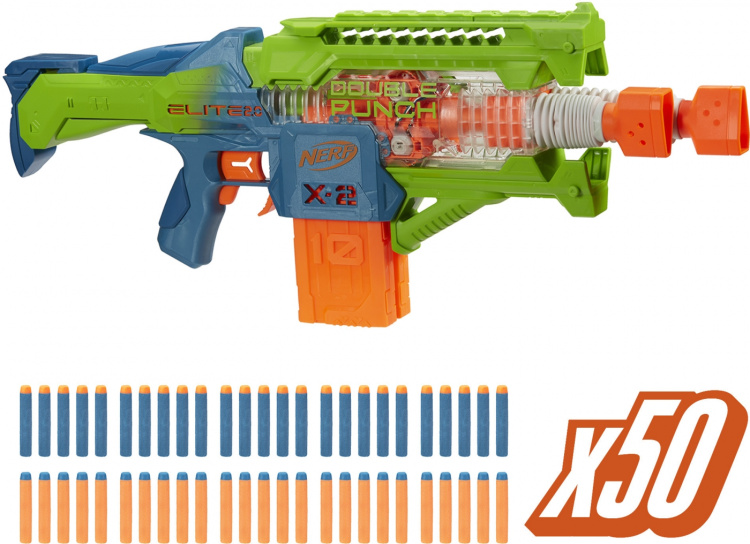 Nerf Elite 2.0 Blaster Double Punch - prosjektilpistol av skum