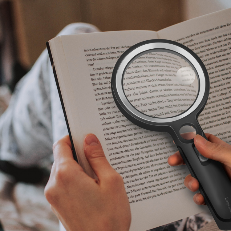 LogiLink Forstørrelsesglass Ø9cm med LED-belysning