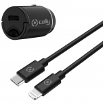 Celly Mini USB-C PD 20W billader + USB-C til lynkabel Celly Mini USB-C PD 20W billader + USB-C til lynkabel