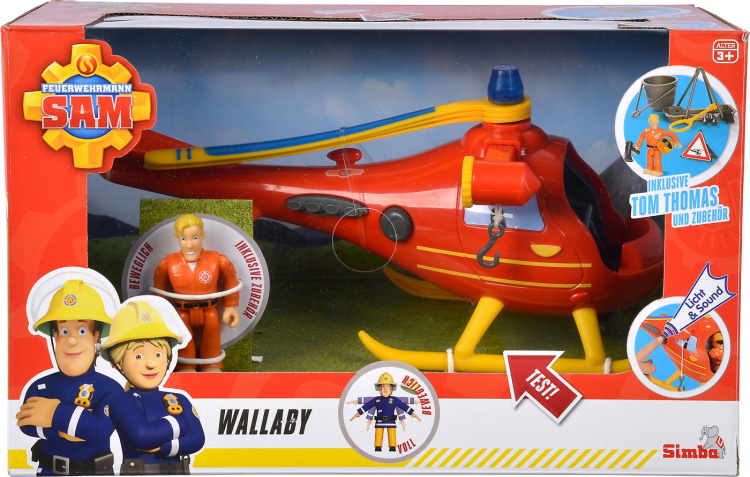 Brannmann Sami Wallaby helikopter og figur