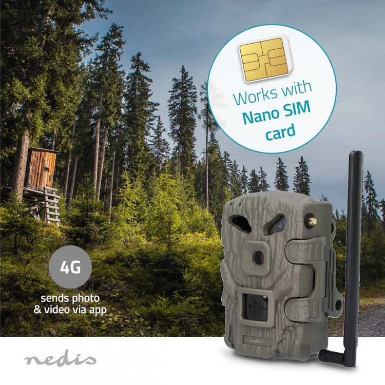 Nedis Wildlife Kamera | 1080p@30fps | 30.0 MPixel | 2 MPixel CMOS | IP66 | 4G | Svart No-Glow IR | Nattsyn | Betraktningsvinkel: 50 ° | Bevegelsessensor | Deteksjonsvinkel: 50 ° | Deteksjonsområde: 20 m | LCD skjerm | Grøn Nedis Wildlife Kamera | 1080p@30fps | 30.0 MPixel | 2 MPixel CMOS | IP66 | 4G | Svart No-Glow IR | Nattsyn | Betraktningsvinkel: 50 ° | Bevegelsessensor | Deteksjonsvinkel: 50 ° | Deteksjonsområde: 20 m | LCD skjerm | Grøn