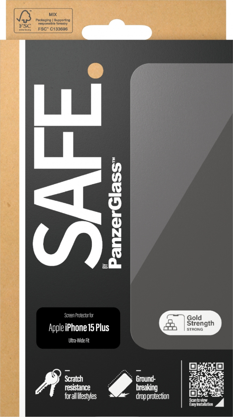 PanzerGlass PanzerGlass SAFE. by Ultra Wide Fit skjermbeskytter, iPhone 15 Plus