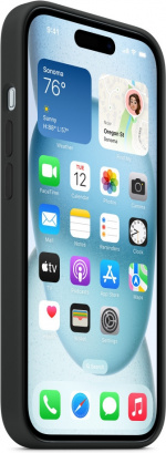 Apple iPhone 15 silikonetui med MagSafe, svart