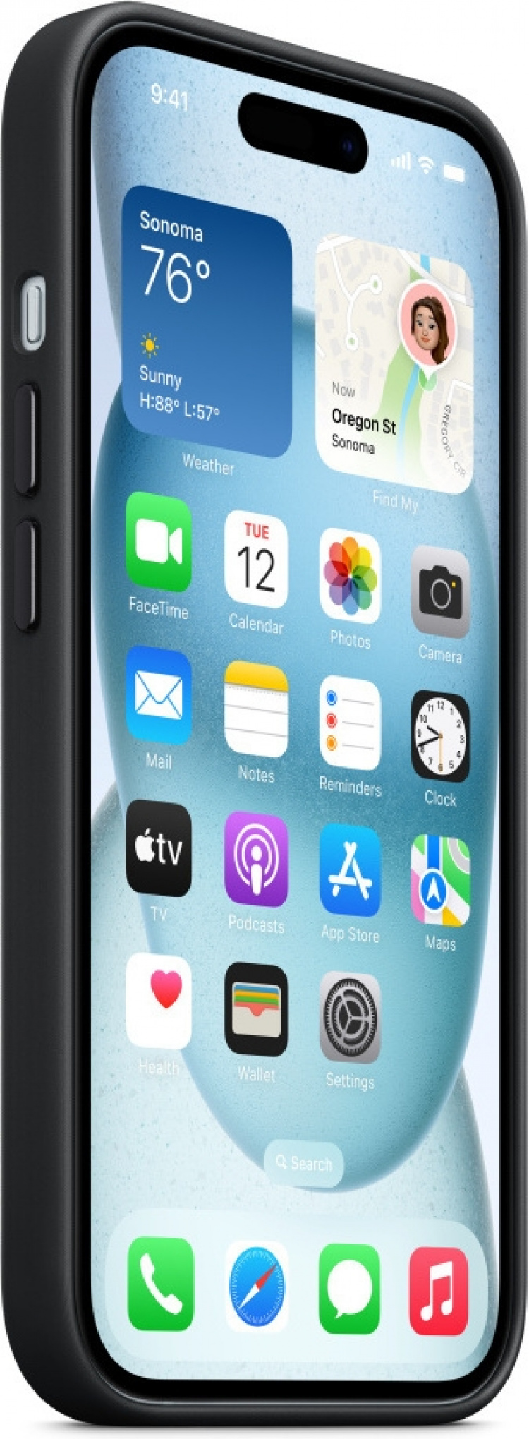 Apple iPhone 15 FineWoven fodral med MagSafe, svart