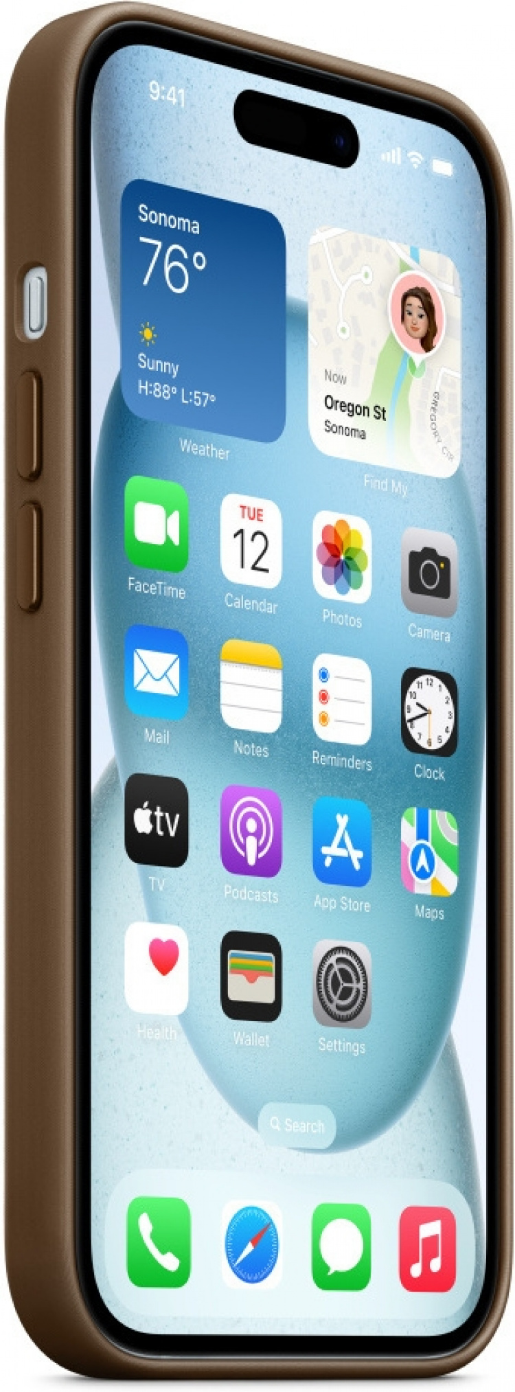 Apple iPhone 15 FineWoven-etui med MagSafe, skall, brun