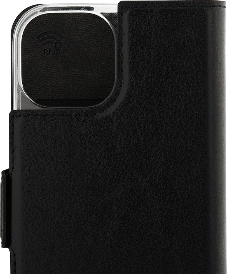 Wave BookCase - beskyttelsesveske, MagSafe-kompatibel, iPhone 15, svart.