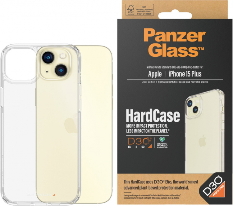PanzerGlass HardCase med D3O-beskyttelsesetui, iPhone 15 Plus  PanzerGlass HardCase med D3O-beskyttelsesetui, iPhone 15 Plus