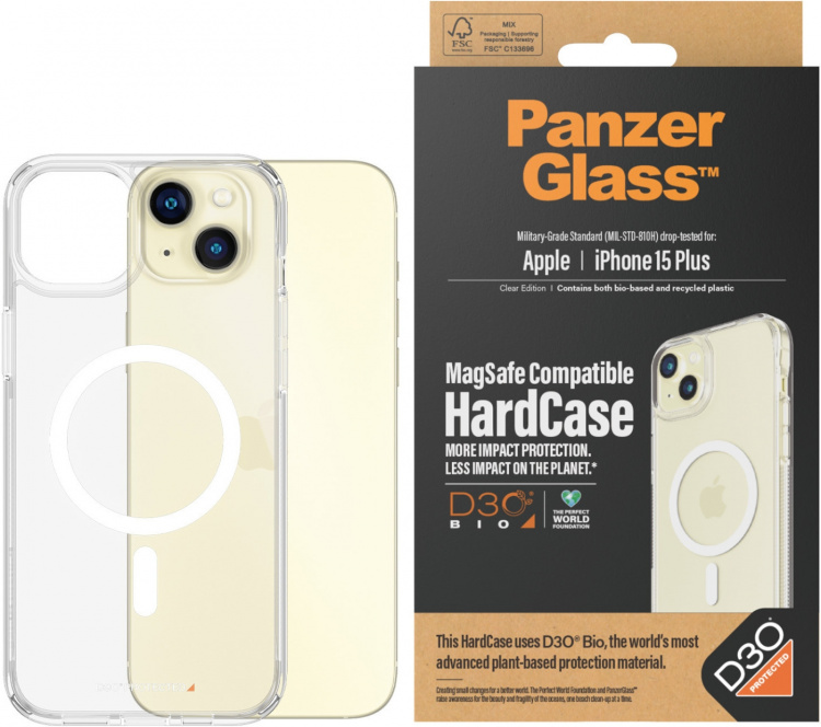 PanzerGlass HardCase med D3O-beskyttelsesetui, MagSafe-kompatibel, iPhone 15 Plus