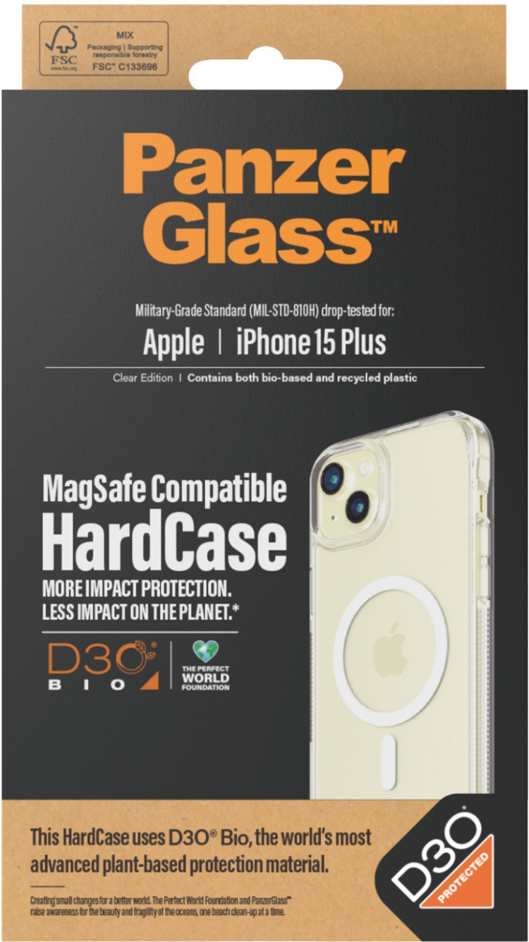 PanzerGlass HardCase med D3O-beskyttelsesetui, MagSafe-kompatibel, iPhone 15 Plus