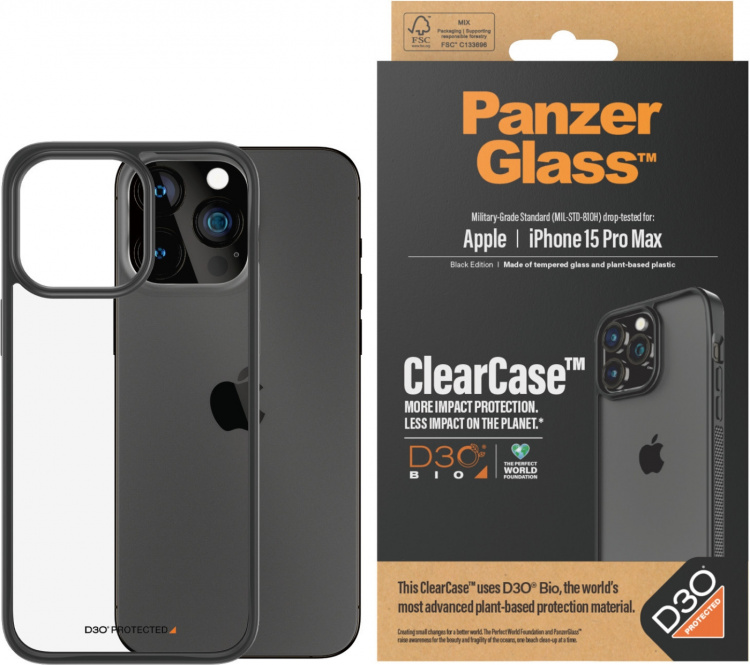 PanzerGlass ClearCase med D3O-beskyttelsesveske, iPhone 15 Pro Max