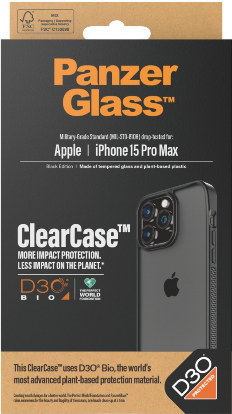 PanzerGlass ClearCase med D3O-beskyttelsesveske, iPhone 15 Pro Max