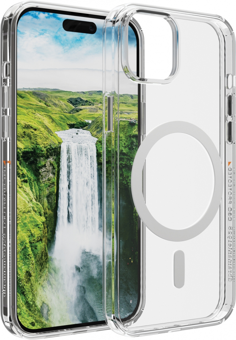 dbramante Iceland Ultra D3O MagSafe beskyttelsesveske, iPhone 15 Plus, gjennomsiktig.