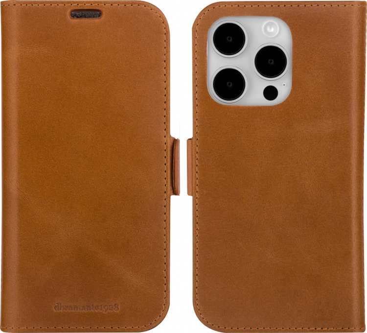 Dbramante1928 Lynge, lommebok og beskyttelsesveske, iPhone 15 Pro Max, brun