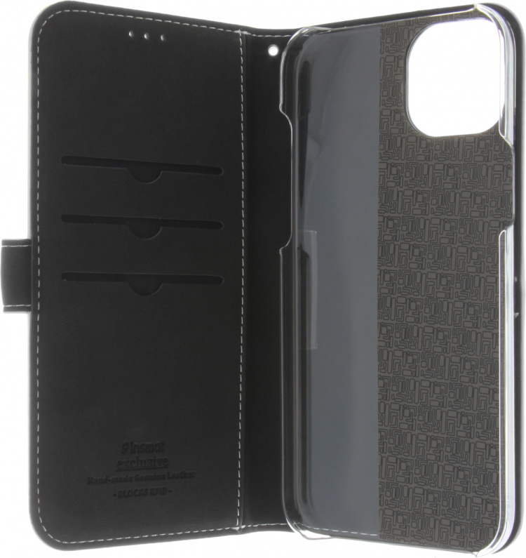 Insmat Eksklusivt Flip Case lommebokveske, iPhone 15, hvit