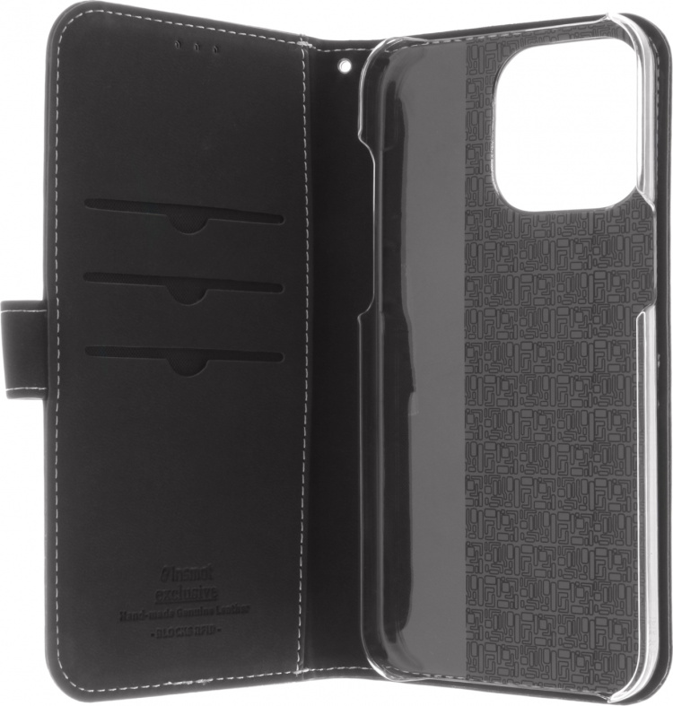 Insmat Eksklusivt Flip Case lommebokveske, iPhone 15 Pro Max, svart