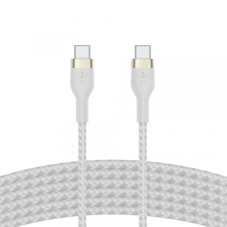 Belkin BOOST CHARGE USB-C til USB-C 2.0 Flettet silikon, 3 m, hvit Belkin BOOST CHARGE USB-C til USB-C 2.0 Flettet silikon, 3 m, hvit