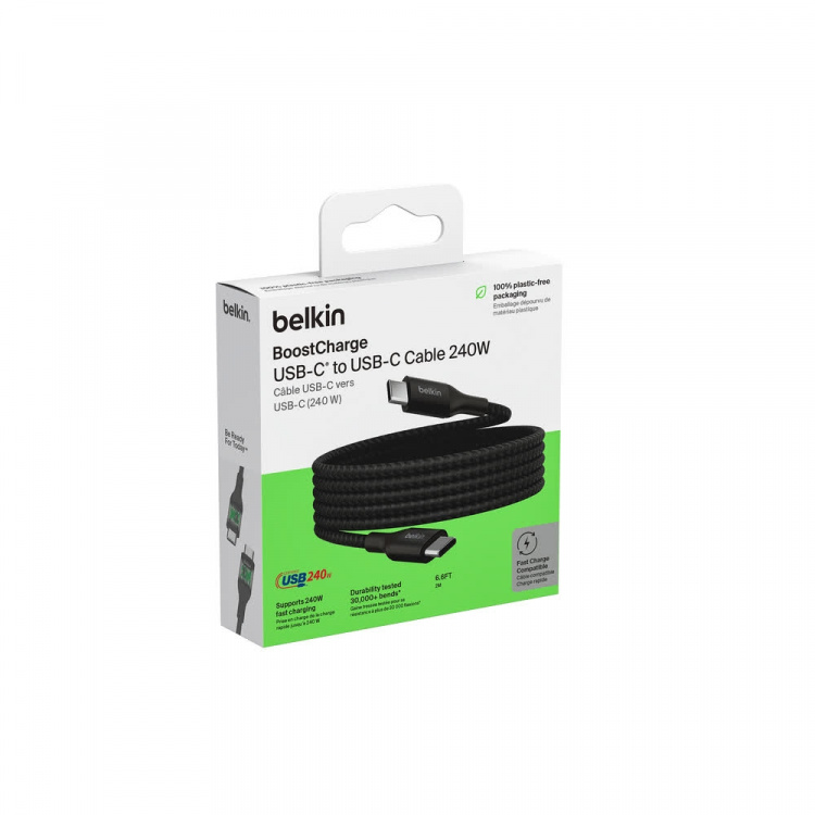 Belkin BOOST CHARGE 240W USB-C til USB-C-kabel, 2 m, svart