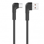 Maxlife MXUC-09 Vinklet kabel USB - USB-C 1,0 m 3A, svart Maxlife MXUC-09 Vinklet kabel USB - USB-C 1,0 m 3A, svart