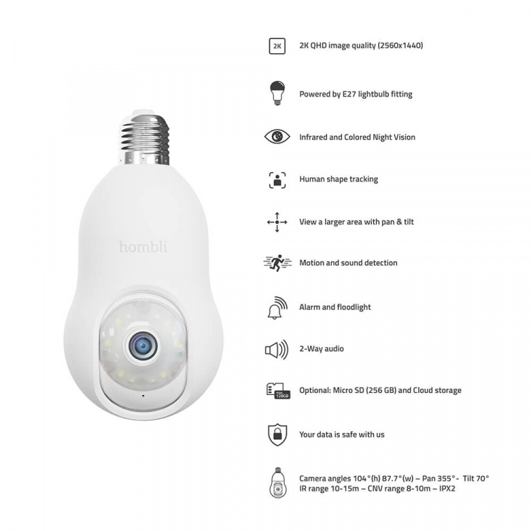 Hombli Smart Bulb Kamera Hvit Hombli Smart Bulb Kamera Hvit
