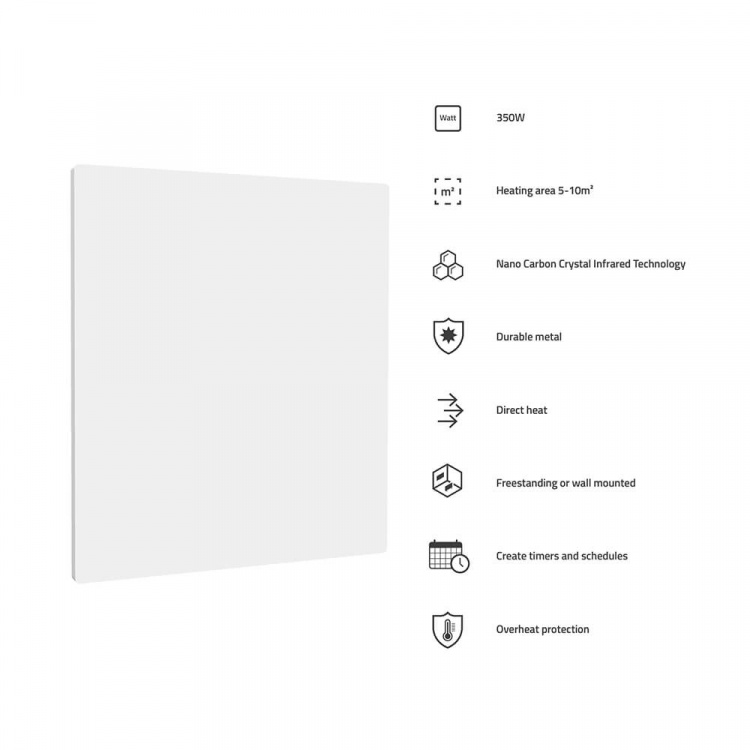 Hombli Smart Infrarød Varmer Metallpanel 350w Hvit Hombli Smart Infrarød Varmer Metallpanel 350w Hvit