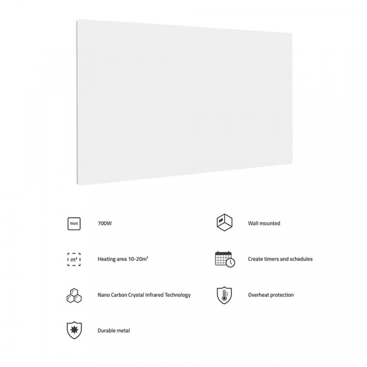 Hombli Smart Infrarød Varmer Metal Panel 700w Hvit
