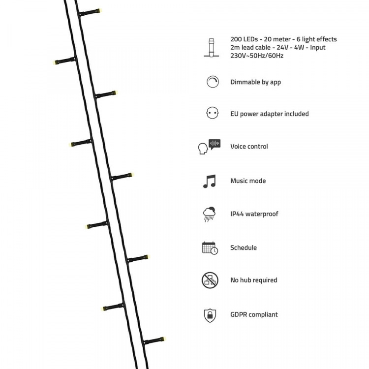 Hombli Smart Lyskjede LED 20 m IP44 Hombli Smart Lyskjede LED 20 m IP44