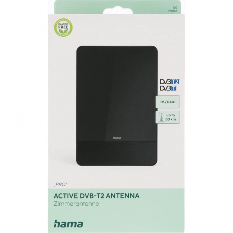 Hama Innendørs Antenne Pro 45 DAB+/DAB/DVB-T2/FM Flat Svart