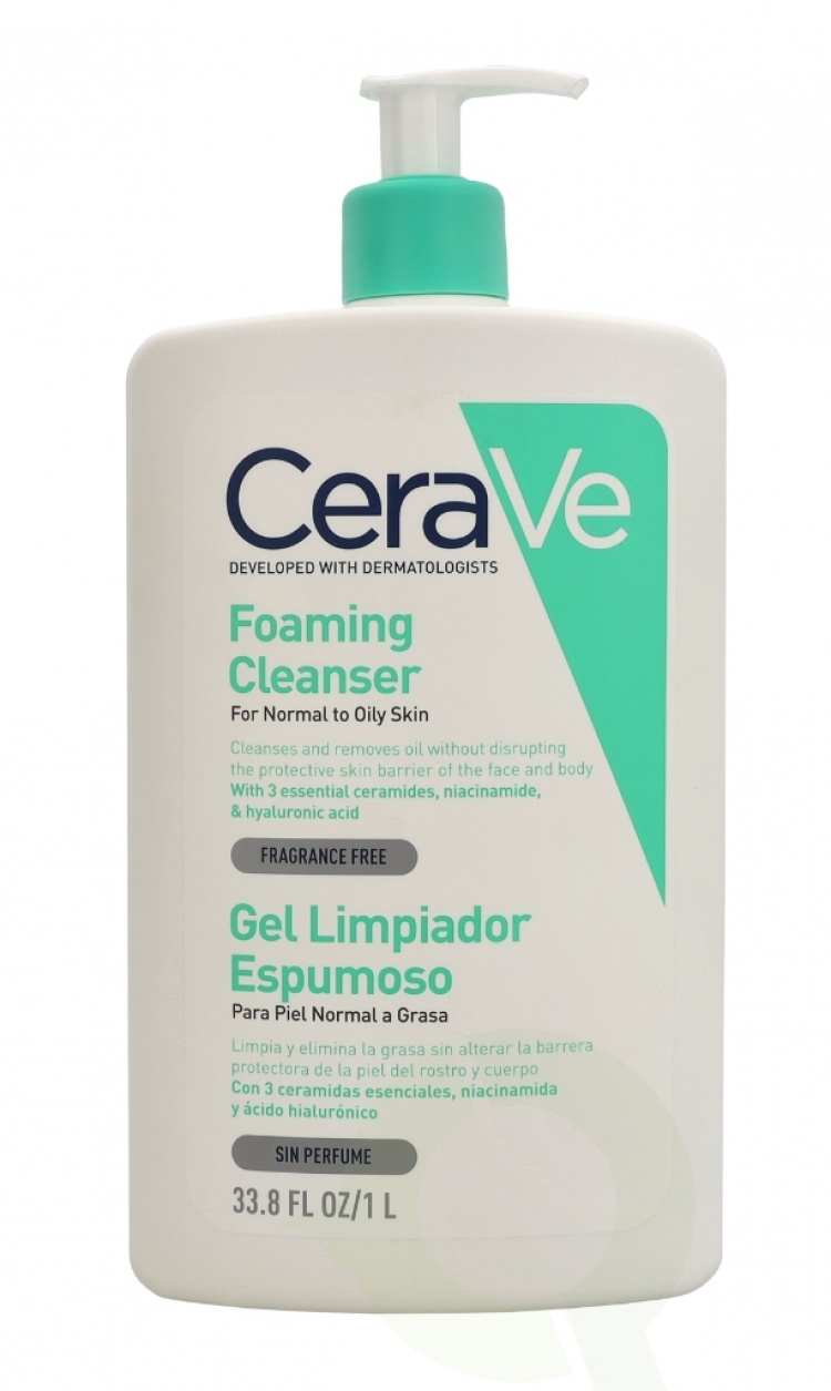 Cerave Foaming Cleanser w/Pump 1000 ml For Normal To Oily Skin