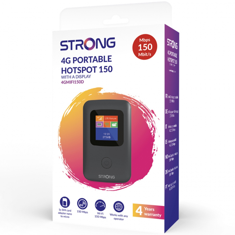 Strong 4G MiFi Hotspot WiFi 150 Mbit/s med skjerm Strong 4G MiFi Hotspot WiFi 150 Mbit/s med skjerm