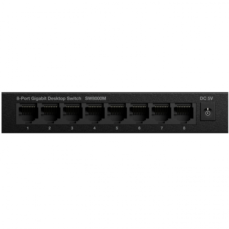 Strong 8-ports gigabitswitch i metall, svart Strong 8-ports gigabitswitch i metall, svart