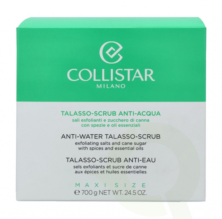 Collistar Anti-Water Talasso Scrub carton @ 1 jar x 700 gr With Spices And Essential Oils - Exfoliating Salts And Cane Sugar