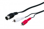 Goobay Adapter for lydkabel, DIN-kontakt til stereo RCA-plugg DIN-plugg 180° (5-pinners) > 2x RCA-plugg (lyd venstre/høyre)