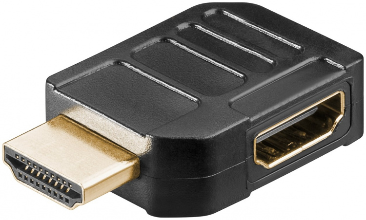 Goobay HDMI™-adapter, gullbelagt (4K @ 60 Hz) HDMI™-kontakt (type A) > HDMI™-plugg (type A) 90°