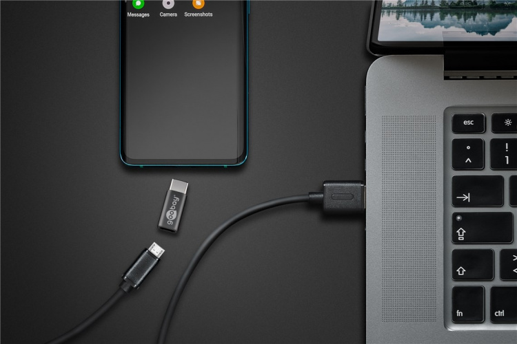 Goobay Adapter USB-C™ til USB 2.0 Micro-B, grå USB-C™-plugg > USB 2.0 mikrokontakt (type B)