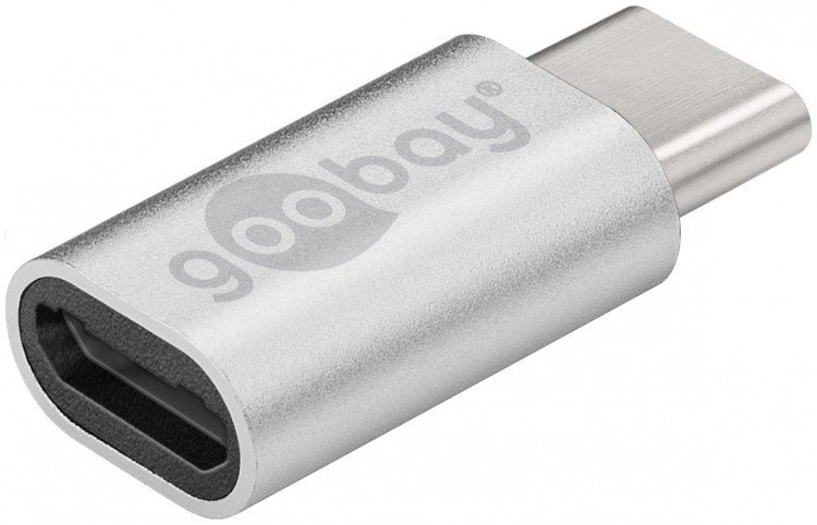 Goobay Adapter USB-C™ til USB 2.0 Micro-B, sølv USB-C™-plugg > USB 2.0 mikrokontakt (type B)