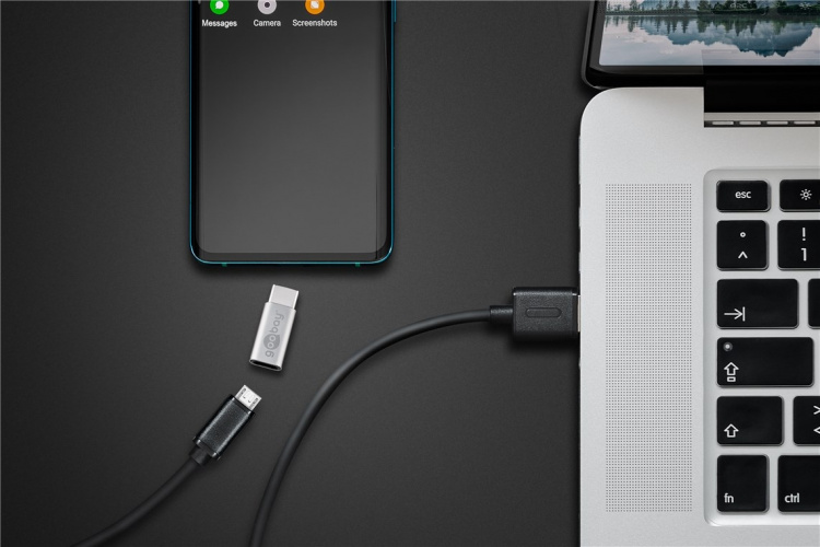Goobay Adapter USB-C™ til USB 2.0 Micro-B, sølv USB-C™-plugg > USB 2.0 mikrokontakt (type B)