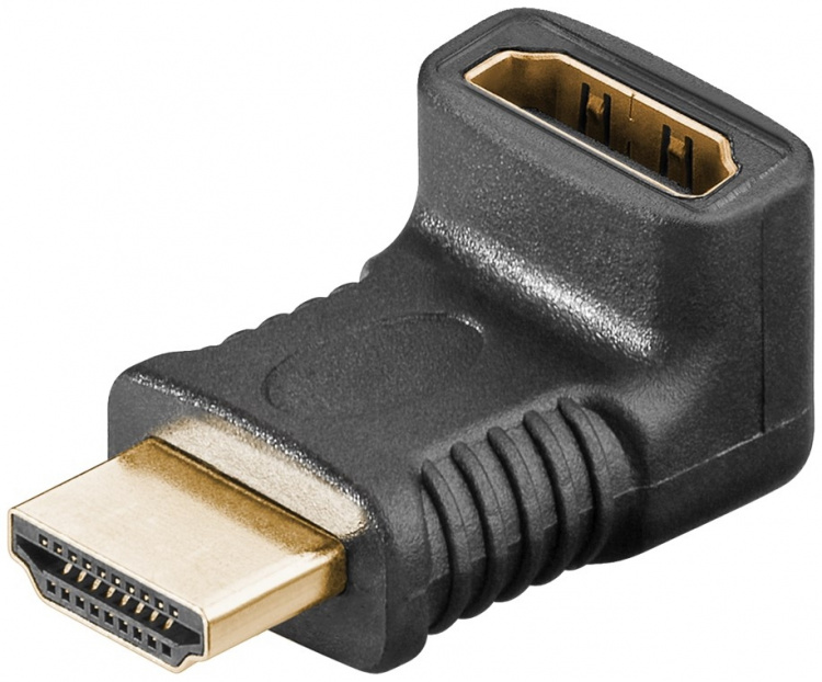 Goobay HDMI™ vinkeladapter for koaksialkabel, gullbelagt (4K @ 60 Hz) HDMI™-kontakt (type A) > HDMI™-plugg (type A) 90° Goobay HDMI™ vinkeladapter for koaksialkabel, gullbelagt (4K @ 60 Hz) HDMI™-kontakt (type A) > HDMI™-plugg (type A) 90°