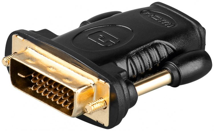 Goobay HDMI™/DVI-D-adapter, gullbelagt HDMI™-kontakt (type A) > DVI-D-kontakt Dual Link (24 + 1 pin)