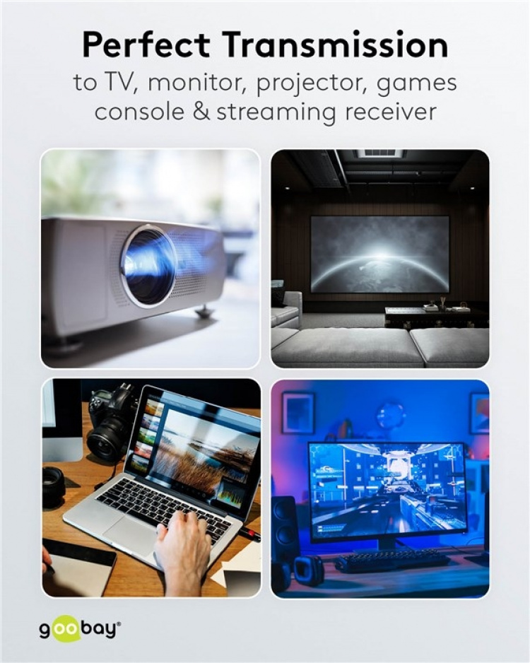 Goobay HDMI™ vinklet adapter 270°, gullbelagt, 8K @ 60 Hz HDMI™-kontakt (type A) > HDMI™-plugg (type A) 270°