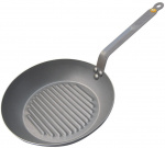 De Buyer Mineral B Element stekepanne med grillstriper, karbonstål, 26 cm